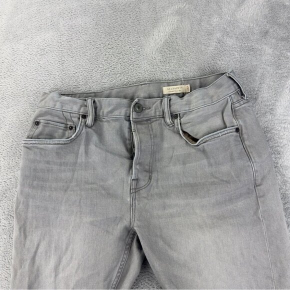 All Saints Cigarette Men's Jeans 32x30 Light Grey Denim - Picture 7 of 11